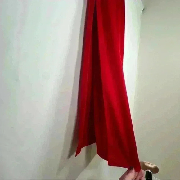 Lovers + Friends Sylvia Red Maxi Whimsigoth Lace Ruffle Satin Slit Dress Size S - Picture 12 of 16